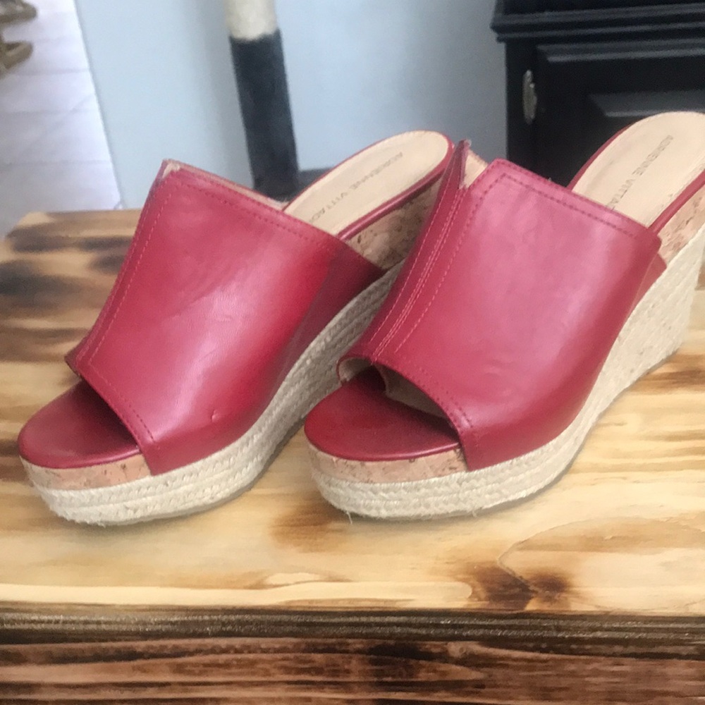 Wedge Espadrille Slide Sandals - Red